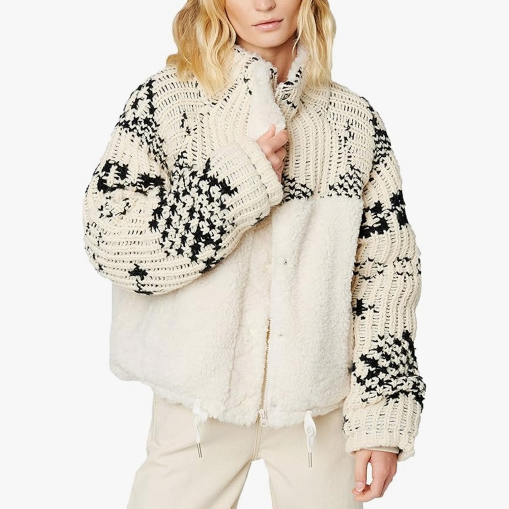Blank NYC Feeling Cozy Sherpa Sweater Jacket Size Large